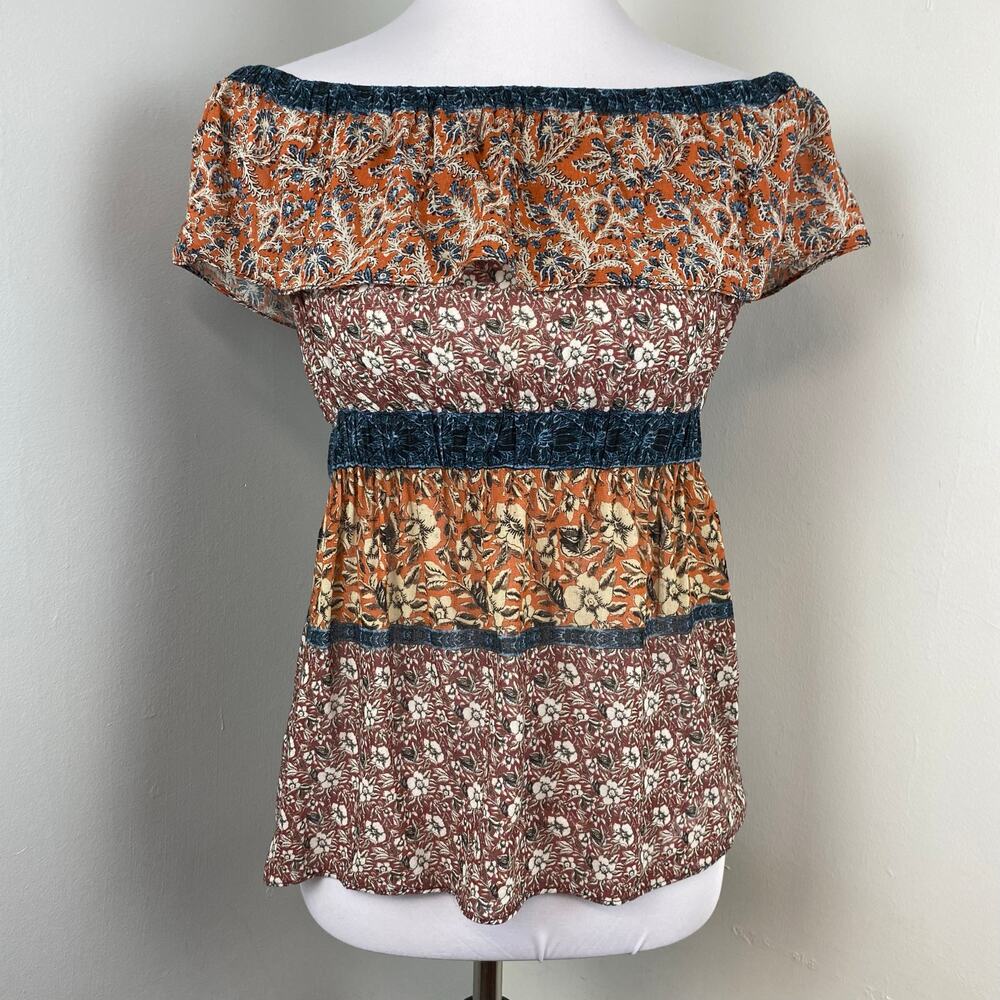 Bailey 44 Floral Boho Ruffle Neck Blouse Top Medium View 2